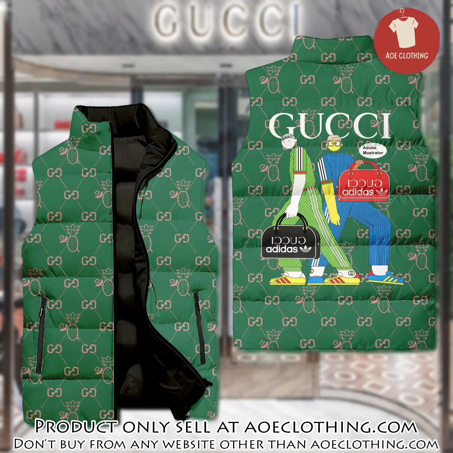 Gucci two men luxury brand 3d sleeveless down jacket aoe2353832